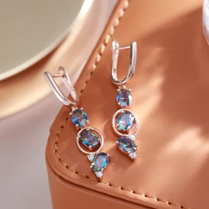rainbow 585 rose gold earrings