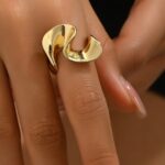 Cool Glitterati 18K Gold-Plated Stainless Steel Geometric Ring