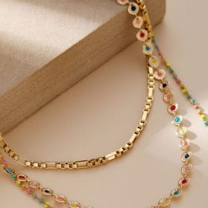 18K Gold-Filled Layered Resin Bead Necklace