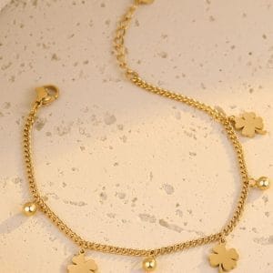 Stainless Steel Four Leaf Clover Bracelet