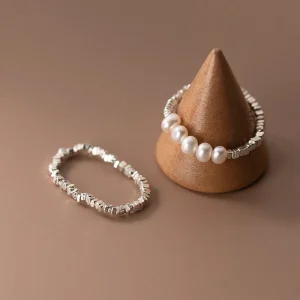 Real 925 Sterling Silver Pearl Adjustable Ring