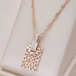 Glossy Metal 585 Rose Gold Pendant Necklace