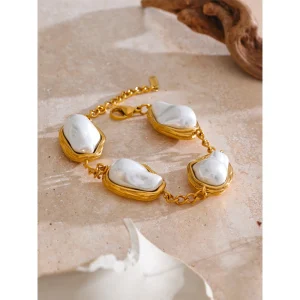 Pearls Geometric Chain Bracelet Bangle