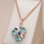 585 Rose Gold Green Stone Drop Necklace for Women