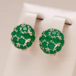 585 Rose Gold Green Earrings for Women
