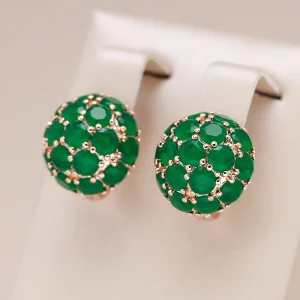585 Rose Gold Green Earrings for Women