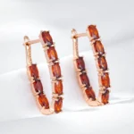Red Hoop 585 Rose Gold Earrings
