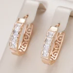 Natural Zircon Hoop 585 Rose Gold Earrings