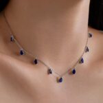 Solid sterling silver Sapphire necklace