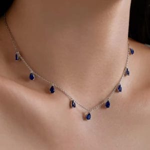 Solid sterling silver Sapphire necklace