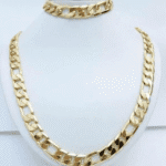 Stamped Figaro Necklace and Bracelet set