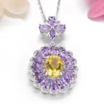 Natural Amethyst Citrine Pendant Necklace