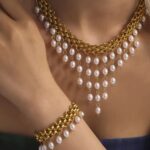 18k GF pearl Necklace Bracelet Set