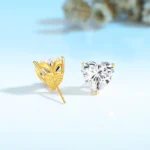 Three Claw Pure 14K Gold Hearts Earrings