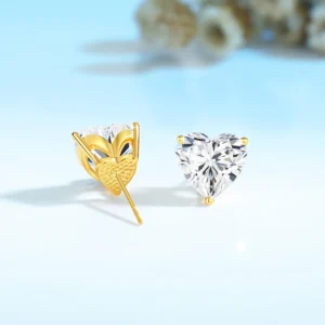Three Claw Pure 14K Gold Hearts Earrings