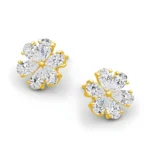 Au 585 14K Gold Flower Earrings For Woman