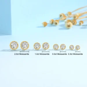 Genuine 18K Gold Moissanite Stud Earrings