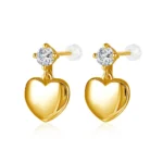 Heart Shaped Drop Moissanite 14K Gold Earrings