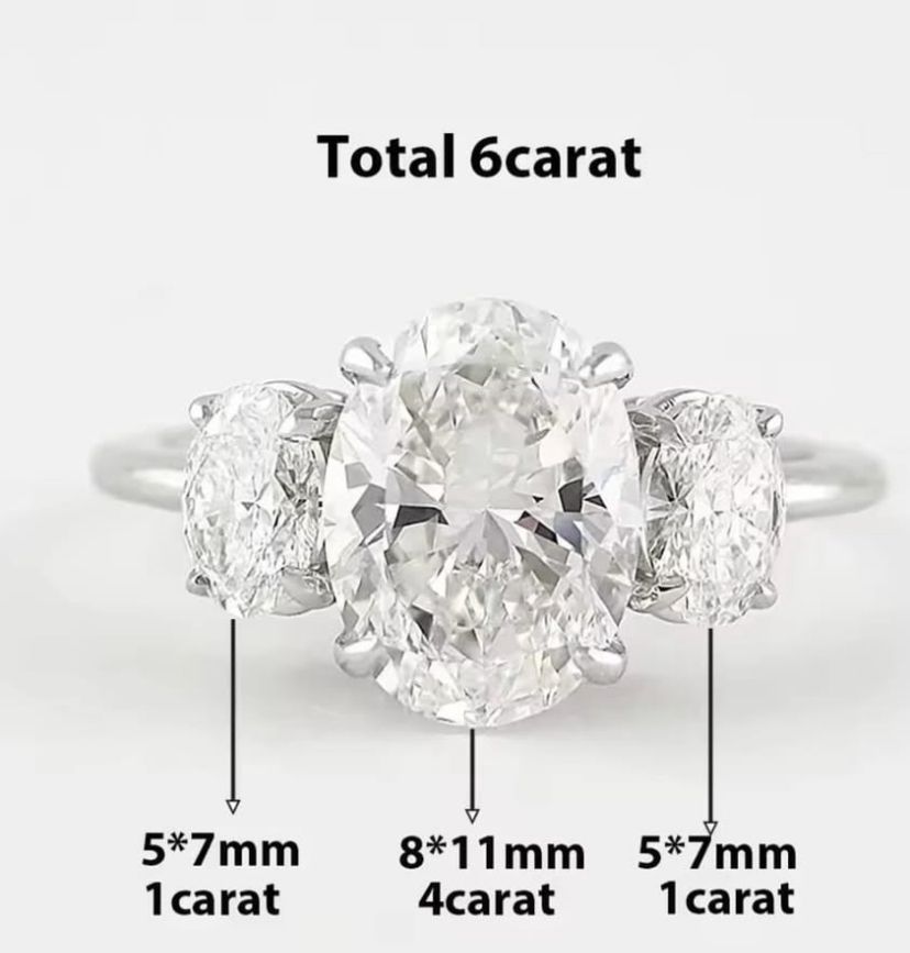 oval ring 925 Silver Zircon and moissanite ring - Image 3