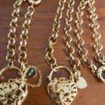 Stamped 18K GF Padlock Necklace Bracelet Set