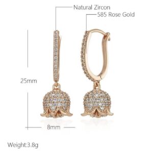 585 Stamp Rose Gold Drop Earrings