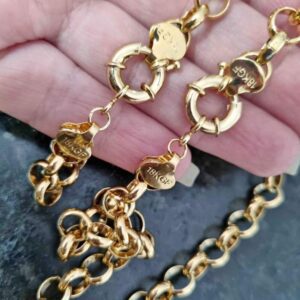 Belcher stamped 18k Necklace bracelet set