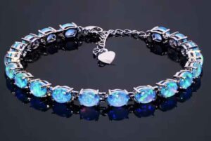 Black Blue White Opal bracelet