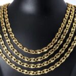 Stamped 750 Oval Puff link Chain Necklace