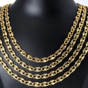Stamped 750 Oval Puff link Chain Necklace