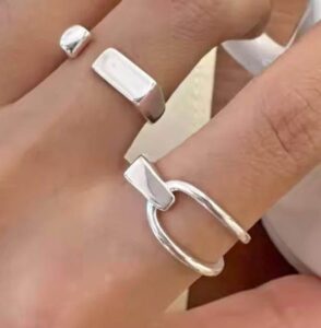 2pcs Stamped Sterling silver Rings