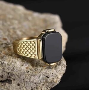 Gold Signet Ring for Men with Gemstone