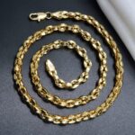 750 stamped necklace and bracelet set