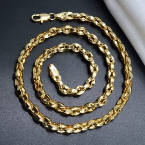 750 stamped necklace and bracelet set