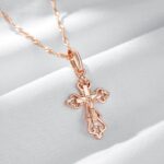 14K stamped Cross Pendant necklace