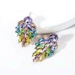 Colorful Leaf Shape Large Stud Earrings