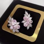 Pink Cubic Zirconia Stud Earrings for Women