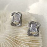 Irregular Bling Square Crystal Zircon Stud Earrings