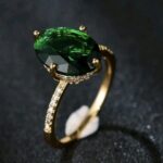 18K Gold Filled Emerald Green Zircon Ring