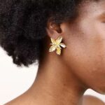 Vintage Gold Floral Stud Earrings for Women