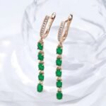 Long 14ct  Emerald Earings woman
